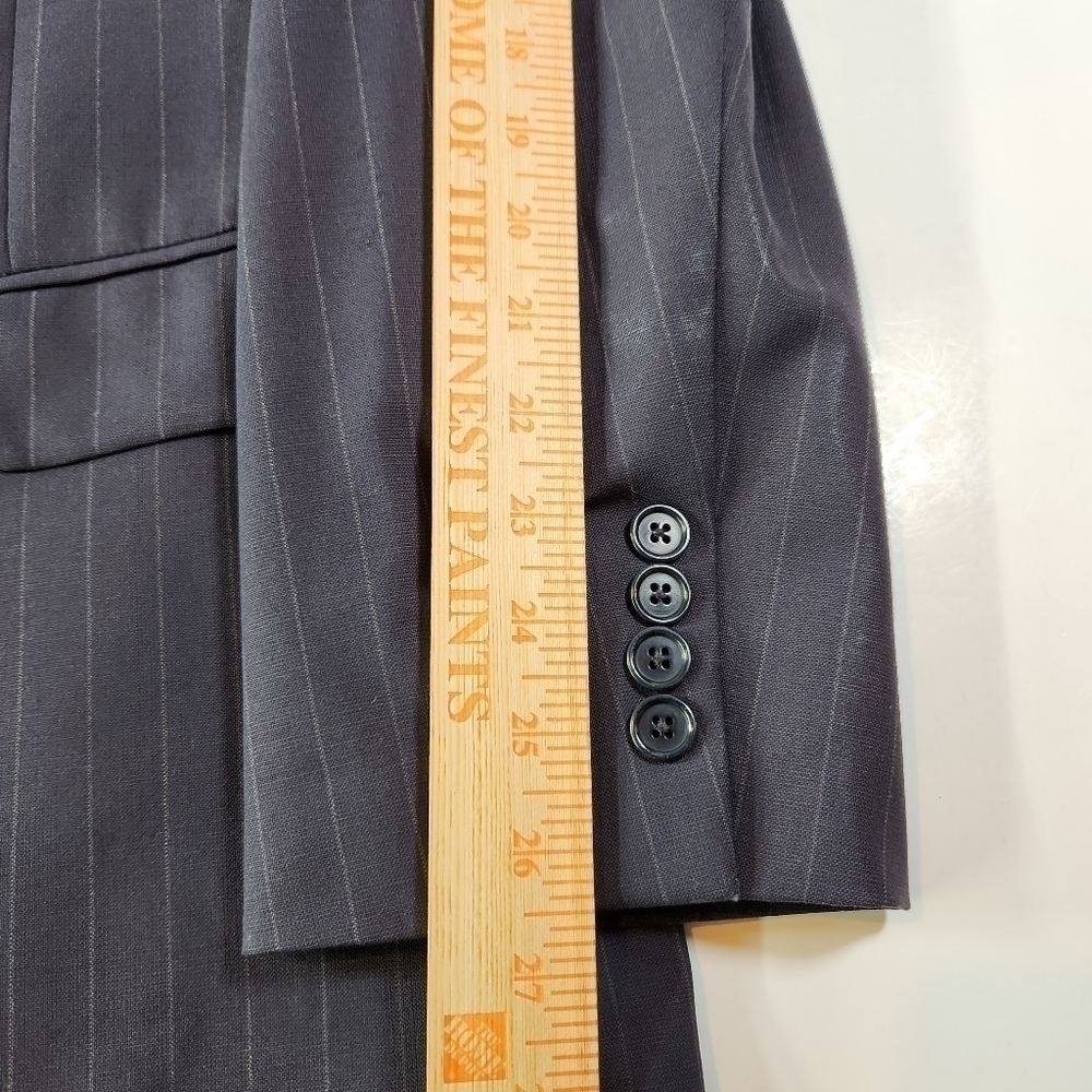 BROOKS Brothers 346 Mens 44L Wool Black Pinstripe Blazer Sport Coat Suit Jacket - Picture 10 of 11